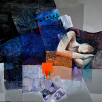 Mixed media painting of woman sleeping