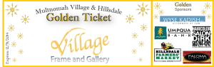 Sample golden ticket from Village Frame & Gallery