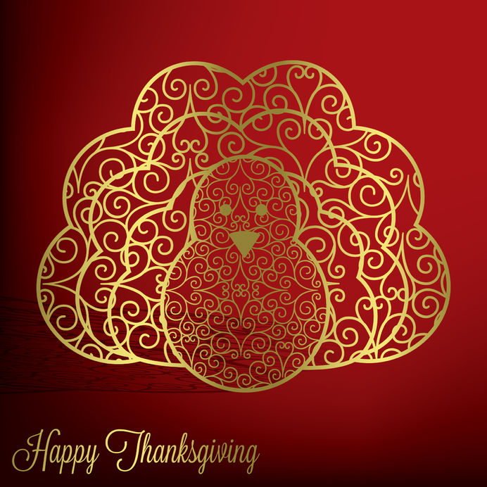  Filigree turkey Thanksgiving card