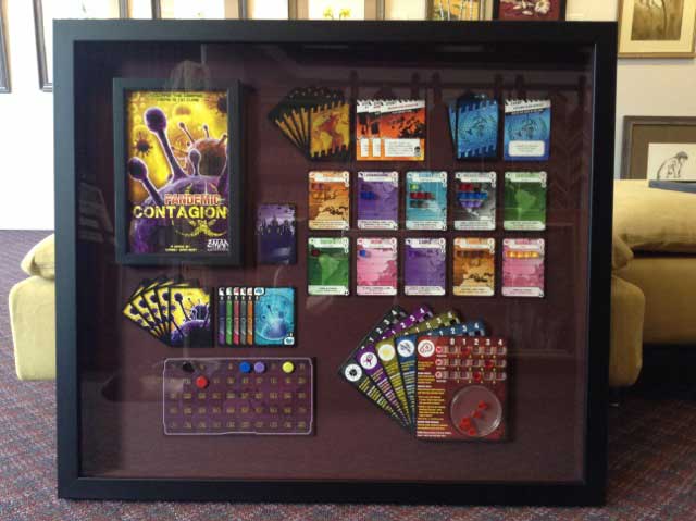 Shadow box display of gaming cards