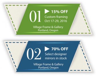 Coupons: 15% off framing Oct 17 - 29 and 70% off select mirrors
