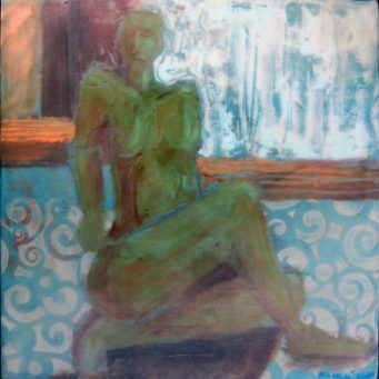 Nude figure in encaustic