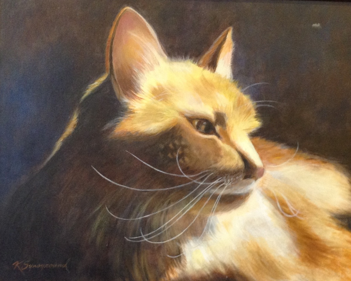 Painting of serene orange cat